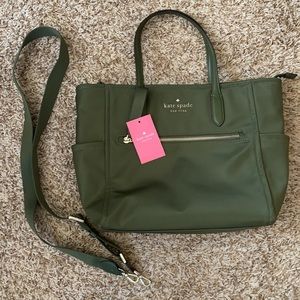 Kate Spade Chelsea Nylon Medium Satchel Crossbody Bag Enchanted Green